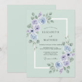 Mint Green Peaceful Springtime Wedding 招待状 (正面/裏面)