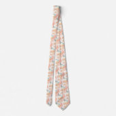 Mint Green Peony Floral Pattern Wedding Neck Tie ネクタイ (裏面)