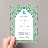 Mint Green Persian Mosaic Muslim Wedding アクリル招待状 (インサイチュ (ポータブル))