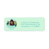 Mint Green Photo Graduation Return Address Labels ラベル (正面)