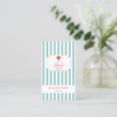 Mint Green Pink Stripes Bakery Logo Loyalty Punch 名刺 (スタンド正面)