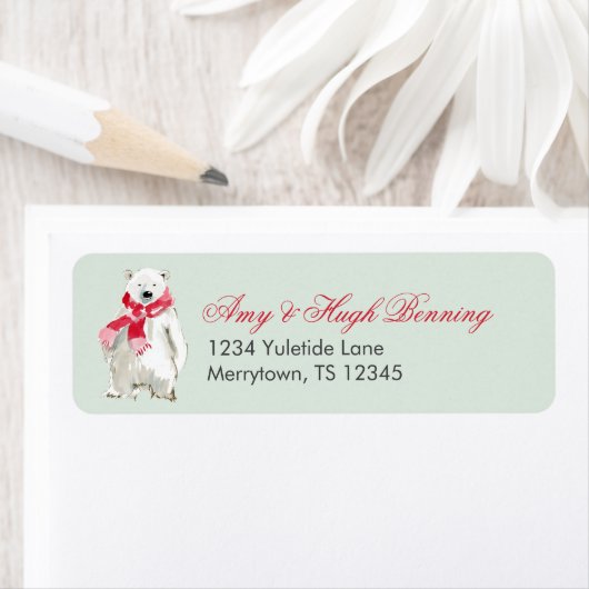 Mint Green Polar Bear Address ラベル (インサイチュ)