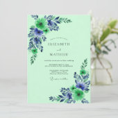 Mint Green Pristine Botanical Wedding 招待状 (スタンド正面)
