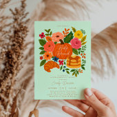 Mint Green Pumpkin Baby Shower Brunch Invitation 招待状