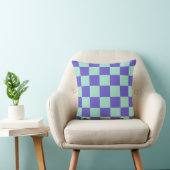 Mint Green Purple Checkerboard Pillow クッション (椅子)