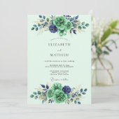 Mint Green Refined Watercolor Wedding 招待状 (スタンド正面)