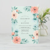 Mint Green Resplendent Floral Wedding 招待状 (スタンド正面)