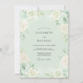 Mint Green Romantic Blossom Wedding 招待状 (正面)
