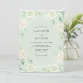 Mint Green Romantic Blossom Wedding 招待状 (スタンド正面)