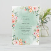 Mint Green Romantic Floral Wedding 招待状 (スタンド正面)