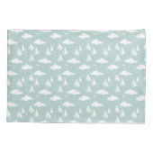 Mint Green Sailboat Pattern Pair of Pillowcases 枕カバー (裏面-左)