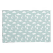 Mint Green Sailboat Pattern Pair of Pillowcases 枕カバー (正面右)