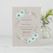Mint Green Serene Floral Wedding 招待状 (スタンド正面)