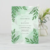 Mint Green Serene Woodland Wedding 招待状 (スタンド正面)