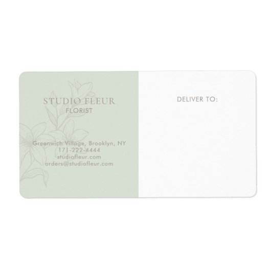 Mint Green | Simple Modern Florist Shipping Labels ラベル (正面)