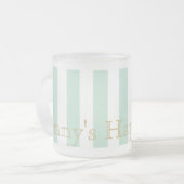 Mint Green Striped Mug Custom Design フロストグラスマグカップ (正面左)