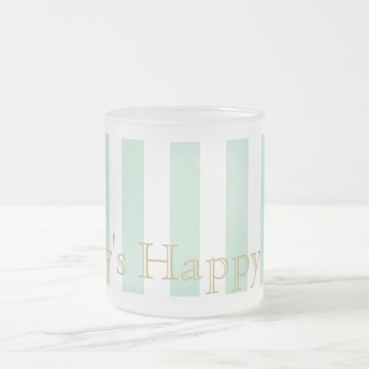 Mint Green Striped Mug Custom Design フロストグラスマグカップ (中央)