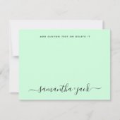 Mint Green Stylish Script Elegant Minimalist ノートカード (正面)