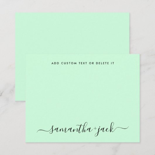 Mint Green Stylish Script Elegant Minimalist ノートカード (正面/裏面)