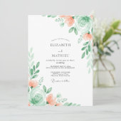 Mint Green Subtle Floral Wedding 招待状 (スタンド正面)