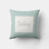 Mint Green Throw Pillow with text 'Sailing' クッション (裏面)