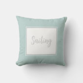 Mint Green Throw Pillow with text 'Sailing' クッション (正面)