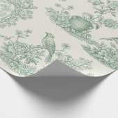Mint Green Toile Floral and Bird Pattern ラッピングペーパー (角)