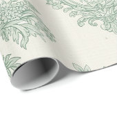 Mint Green Toile Floral and Bird Pattern ラッピングペーパー (ロールコーナー)