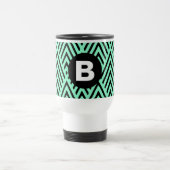 Mint Green Trendy Chevron Pattern Monogram トラベルマグ (中央)