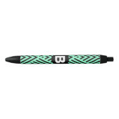 Mint Green Trendy Chevron Pattern Monogram 黒ボールペン (正面)