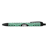 Mint Green Trendy Chevron Pattern Monogram 黒ボールペン (トップ)