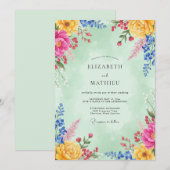 Mint Green Vibrant Spring Wedding 招待状 (正面/裏面)