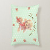 Mint Green Vintage Teddy Bear Nursery アクセントクッション (正面(垂直))