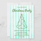 Mint Green Watercolor Stripe Christmas Party 招待状 (正面)