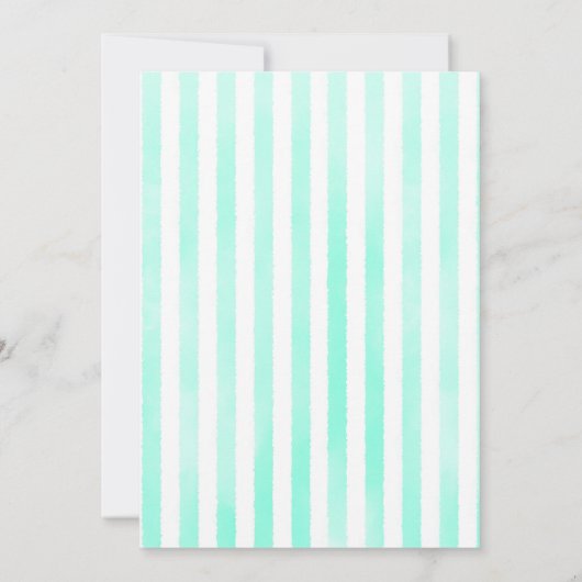 Mint Green Watercolor Stripe Christmas Party 招待状 (裏面)