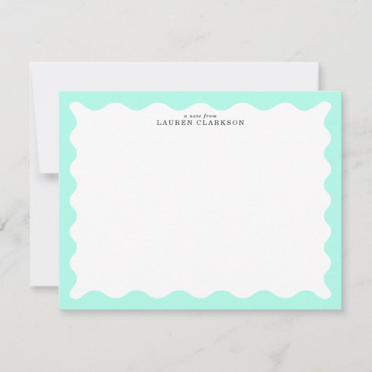 Mint Green Wavy Frame Note Card 招待状 (正面)