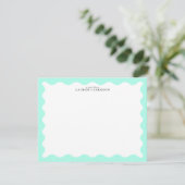 Mint Green Wavy Frame Note Card 招待状 (スタンド正面)