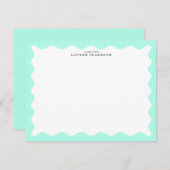 Mint Green Wavy Frame Note Card 招待状 (正面/裏面)