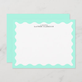 Mint Green Wavy Frame Note Card 招待状