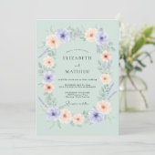 Mint Green Whimsical Botanical Wedding 招待状 (スタンド正面)