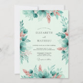 Mint Green Whimsical Spring Wedding 招待状 (正面)