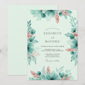 Mint Green Whimsical Spring Wedding 招待状 (正面/裏面)