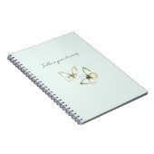 Mint Green White Butterflies ノートブック (右側)