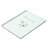Mint Green White Butterflies ノートブック (左側)