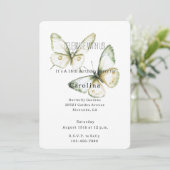 Mint Green White Butterflies Birthday 招待状 (スタンド正面)