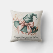 Mint Green Witch Hat Spooky Cute Halloween クッション (裏面)