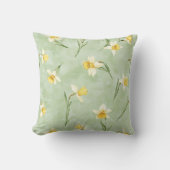 Mint Green Yellow Daffodil Flowers クッション (正面)