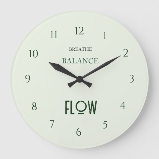 Mint Green Yoga ラージ壁時計 (正面)