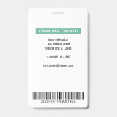 Mint Green Your Logo 病院スタッフ用IDカード バッジ (裏面)