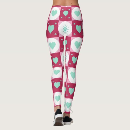 Mint Hearts & Retro Stars Leggings レギンス (裏面)